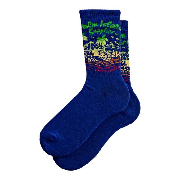 Polo Ralph Lauren Palm Island Crew Socks 2 Pack Blue Men's Size 10-13 - Picture 4 of 6